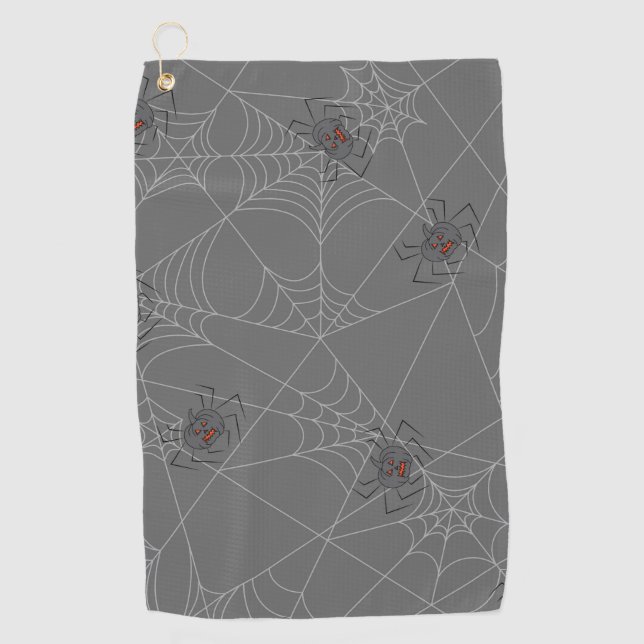 Halloween Spinnennetze und Kürbis Golfhandtuch (Vorderseite)