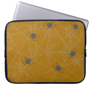 Halloween Spinnennetze und Kürbis Laptopschutzhülle