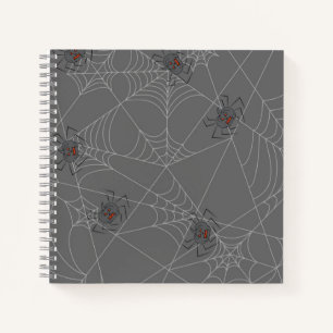 Halloween Spinnennetze und Kürbis Notizbuch