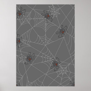 Halloween Spinnennetze und Kürbis Poster