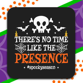 Halloween Spirit Skull Crossbones Funny Halloween Quadratischer Aufkleber