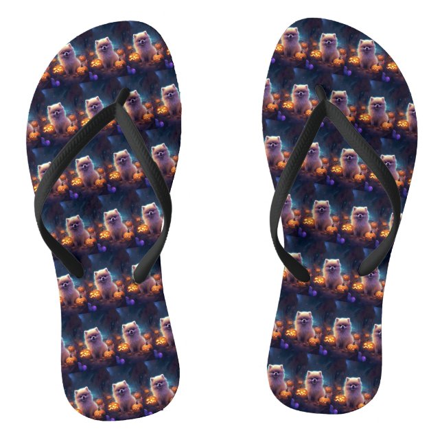 Halloween-Spitz mit Pumpkins Beängstigend Flip Flops (Fußbett)