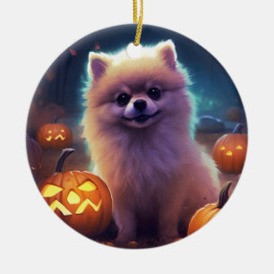 Halloween-Spitz mit Pumpkins Beängstigend Keramik Ornament