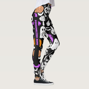 Halloween-Spookiness-Muster 01 Schwarze BG Leggings
