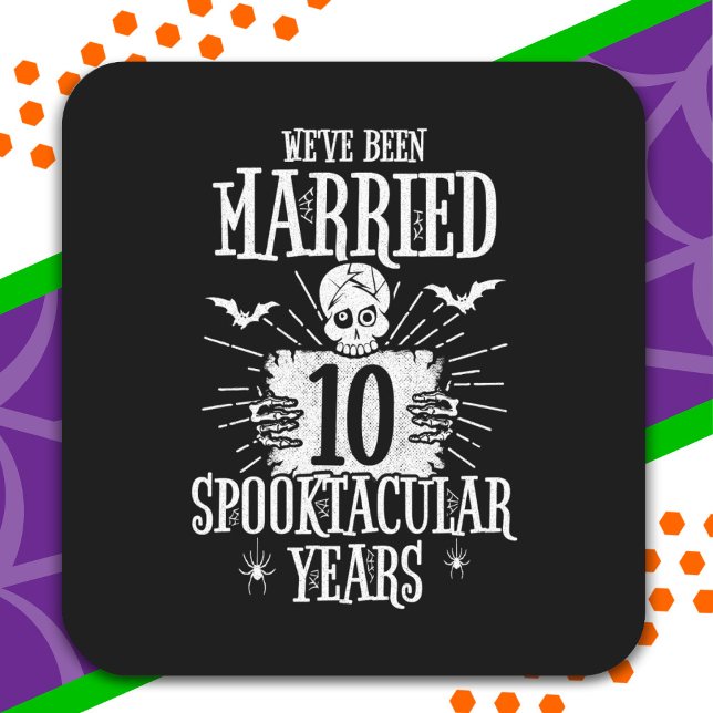 Halloween Spooktacular 10. Hochzeitstag Quadratischer Aufkleber (Von Creator hochgeladen)