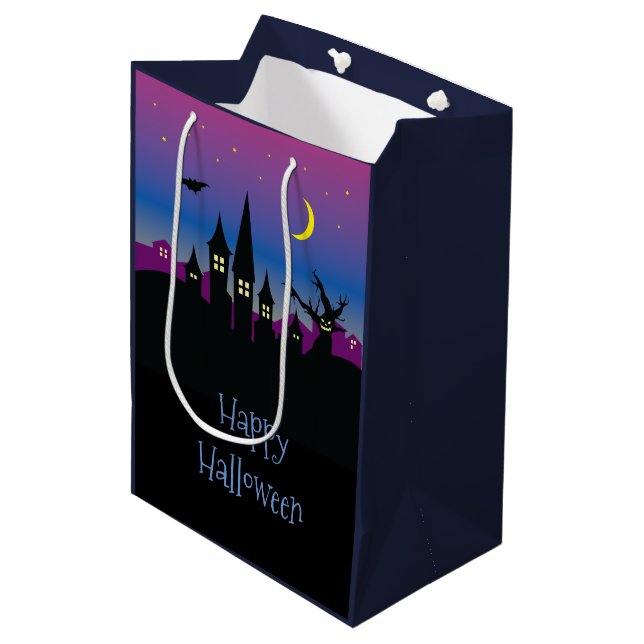 Halloween Spooktacular Creepy Spuk House Party Mittlere Geschenktüte (Vorderseite Schrägansicht)