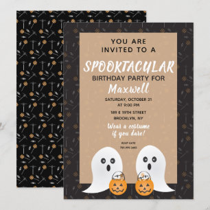 Halloween Spooktacular Geburtstag Niedliche Geiste Einladung