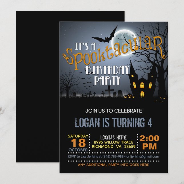 Halloween Spooktacular Geburtstagsparty Einladung (Vorne/Hinten)