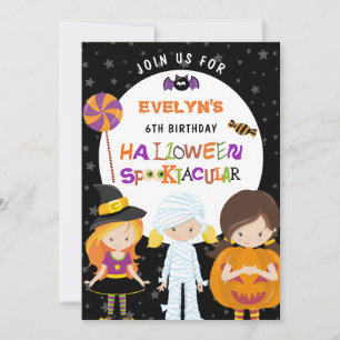 Halloween Spooktacular Girls 6. Geburtstag Einladung