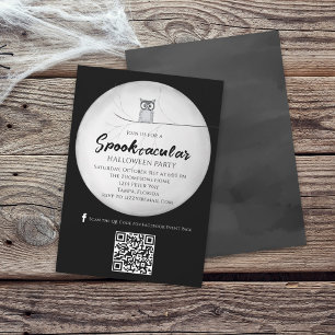 Halloween Spooktacular Owl QR Code Social Media Einladung