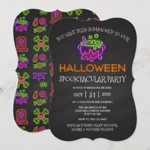 Halloween Spooktacular Party Neon Witch Cauldron I Einladung