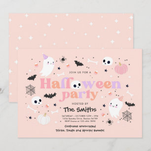 Halloween Spooktacular Party Niedlich Pink Ghost Einladung