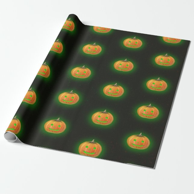 Halloween Spooktacular Pumpkin Lmile Pattern Geschenkpapier (Ungerollt)