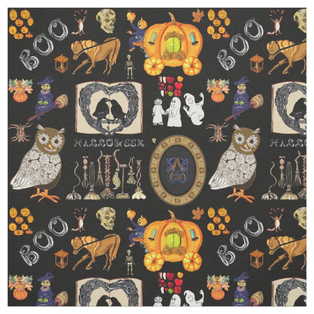 Halloween Spooktacular schwarzes Gewebe Stoff (Muster)