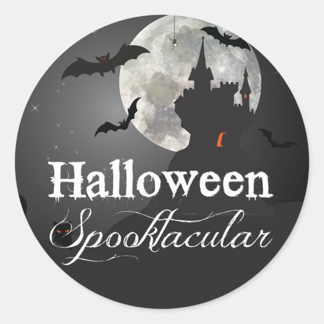 Halloween Spooktacular Spuk Schloss Runder Aufkleber (Vorderseite)