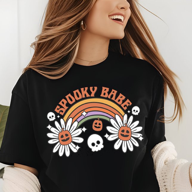 Halloween Spooky Babe Pumpkin Skull Blume Tri-Blend Shirt (Von Creator hochgeladen)