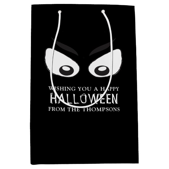 Halloween Spooky Beängstigend Ghost Eyes Whimsical Mittlere Geschenktüte (Vorderseite)