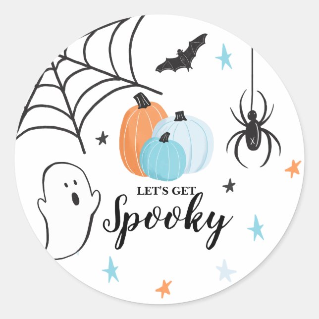 Halloween Spooky Birthday Blue Pumpkins Runder Aufkleber (Vorderseite)