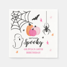 Halloween Spooky Birthday Pink Pumpkins Napkins Serviette