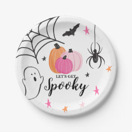 Halloween Spooky Birthday Pink Pumpkins Pappteller