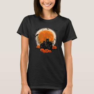 Halloween Spooky Black Cat Mama Pumpkin Ghosts Sca T-Shirt