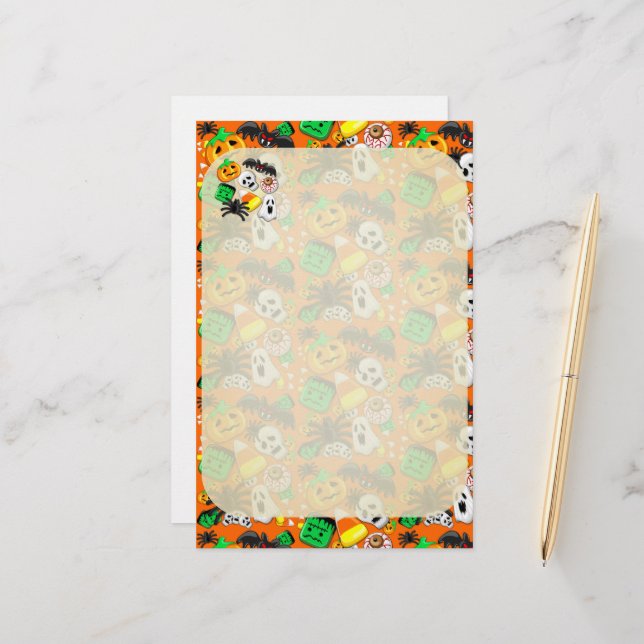 Halloween Spooky Candies Party Briefpapier (Vorderseite/Rückseite Beispiel)