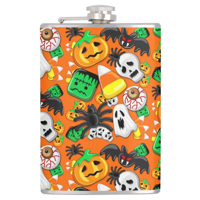 Halloween Spooky Candies Party Flachmann (Vorderseite)