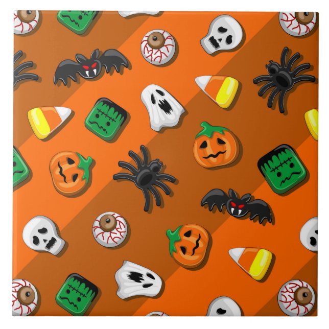 Halloween Spooky Candies Party Fliese (Vorderseite)