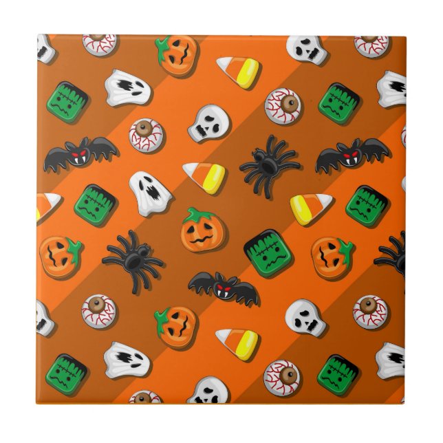 Halloween Spooky Candies Party Fliese (Vorderseite)