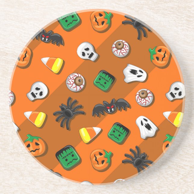 Halloween Spooky Candies Party Getränkeuntersetzer (Vorne)