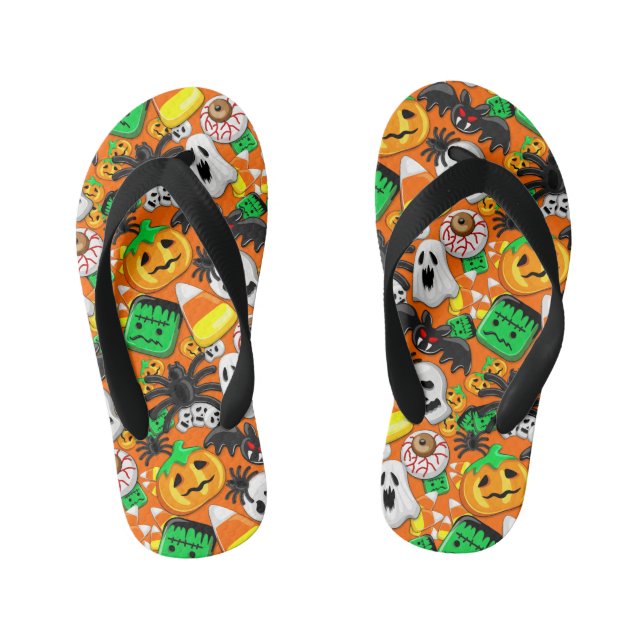 Halloween Spooky Candies Party Kinderbadesandalen (Fußbett)