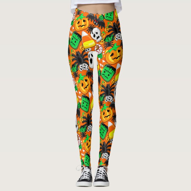 Halloween Spooky Candies Party Leggings (Vorderseite)