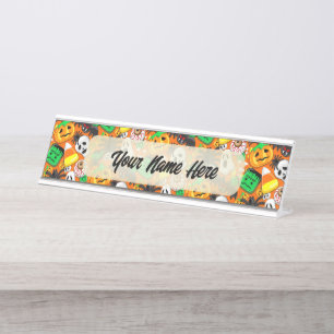 Halloween Spooky Candies Party Schreibtischnamensplakette