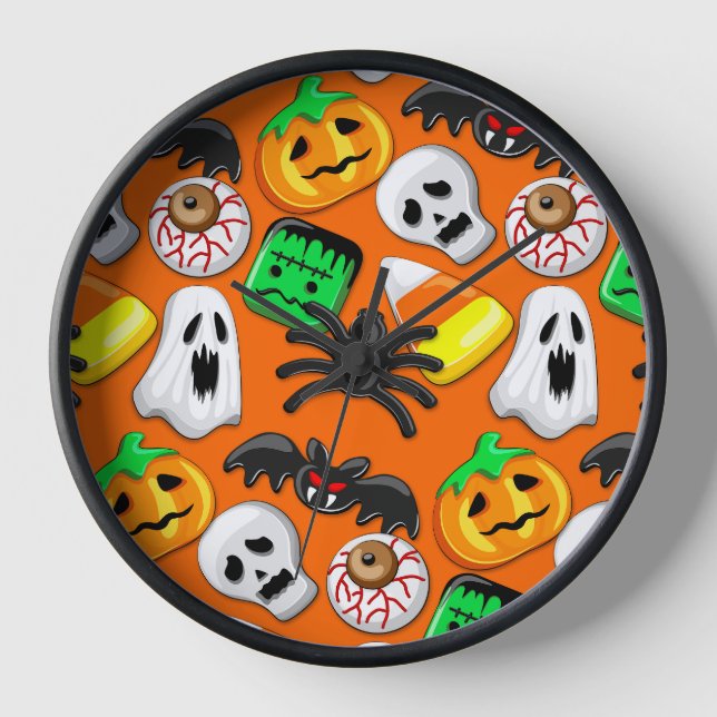 Halloween Spooky Candies Party Uhr (Vorderseite)