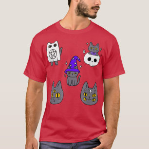 Halloween Spooky Cats Pumpkin Ghost Funny Hallowee T-Shirt