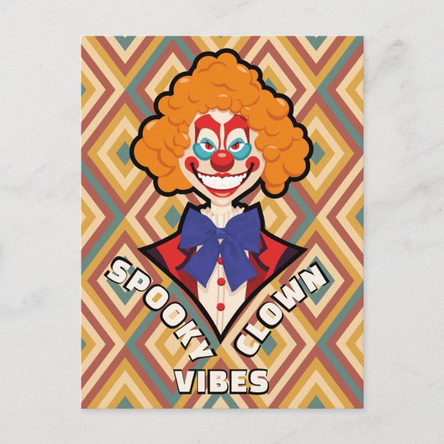Halloween Spooky Clown Retro Creepy farbenfroh Postkarte (Vorderseite)