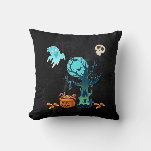 Halloween Spooky Creepy Ghosts Fledermäuse Skulls  Kissen (Vorderseite)