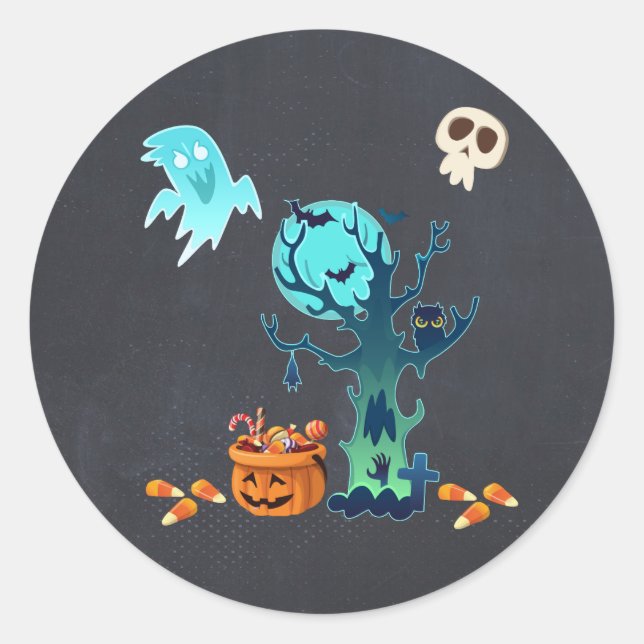 Halloween Spooky Creepy Ghosts Fledermäuse Skulls  Runder Aufkleber (Vorderseite)