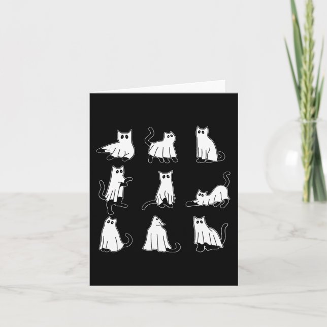 Halloween Spooky Cute Black Cats Kitty Ghosts Fall Karte (Vorderseite)