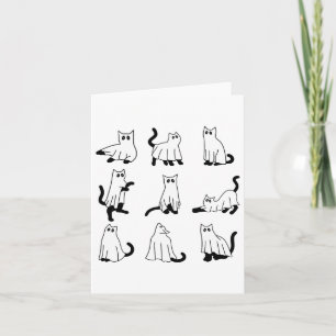 Halloween Spooky Cute Black Cats Kitty Ghosts Fall Karte
