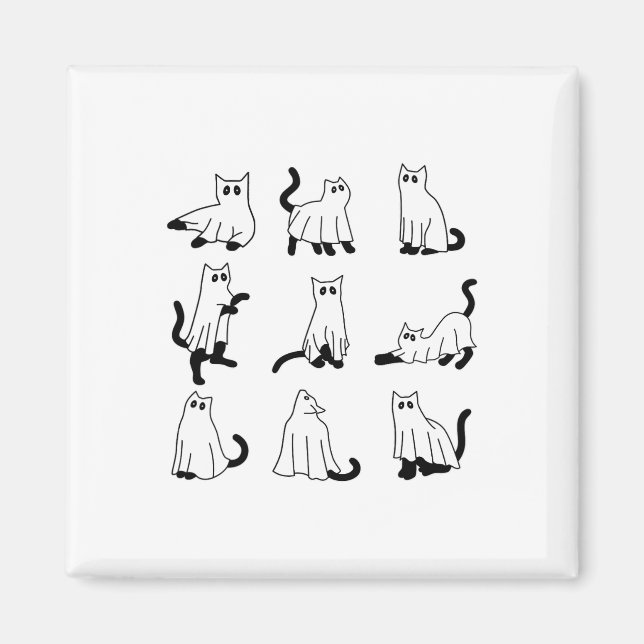 Halloween Spooky Cute Black Cats Kitty Ghosts Fall Magnet (Vorne)