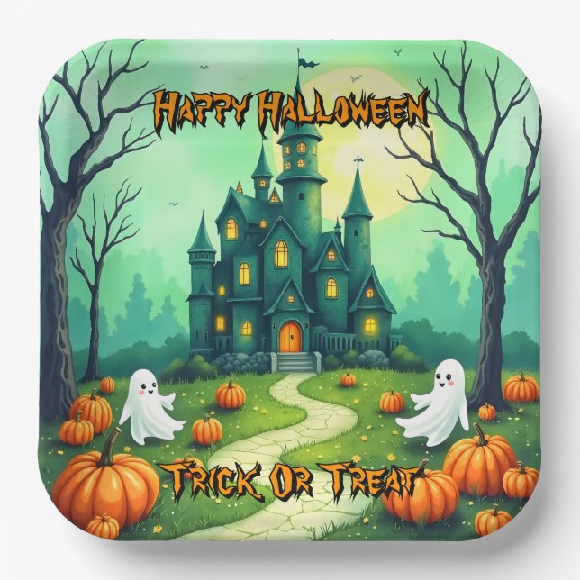 Halloween Spooky Cute Modern Collection Pappteller (Vorderseite)