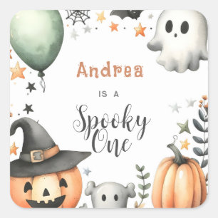 Halloween Spooky erster Quadratischer Aufkleber