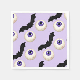 Halloween Spooky Eyeball & Bat Leckereien Lila Serviette