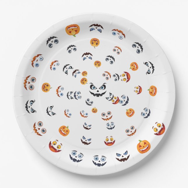 Halloween Spooky Face Pattern Pappteller (Vorderseite)