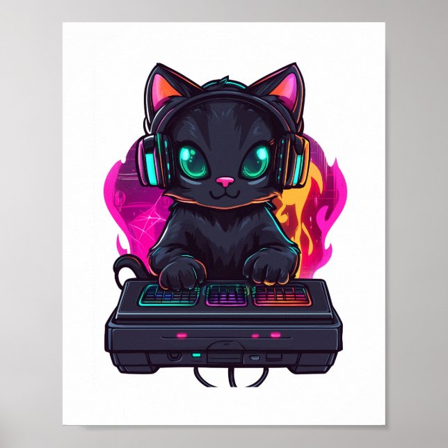 Halloween Spooky Gamer Cat Poster (Vorne)