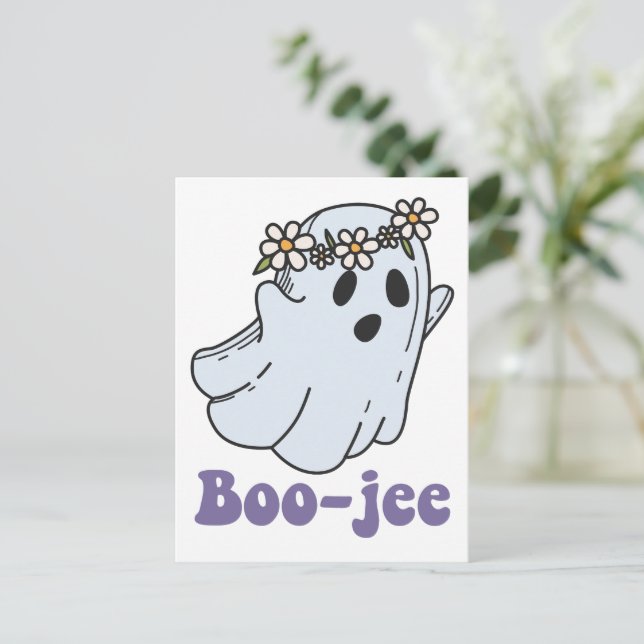 Halloween Spooky Ghost Boo Jee Boo Postkarte (Stehend Vorderseite)
