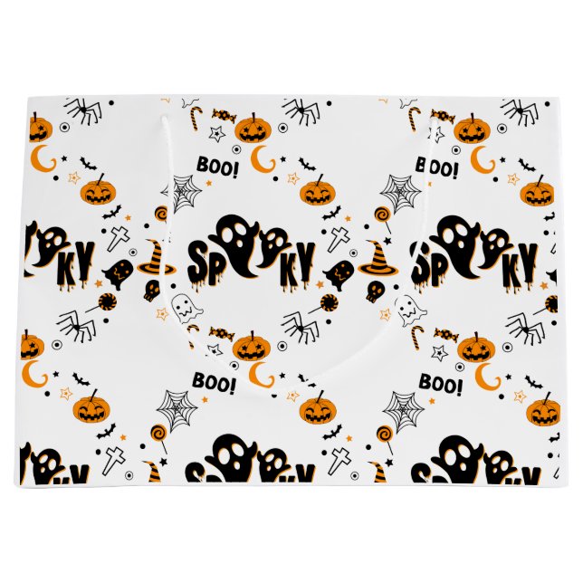 Halloween Spooky Ghost Große Geschenktasche Große Geschenktüte (Vorderseite)