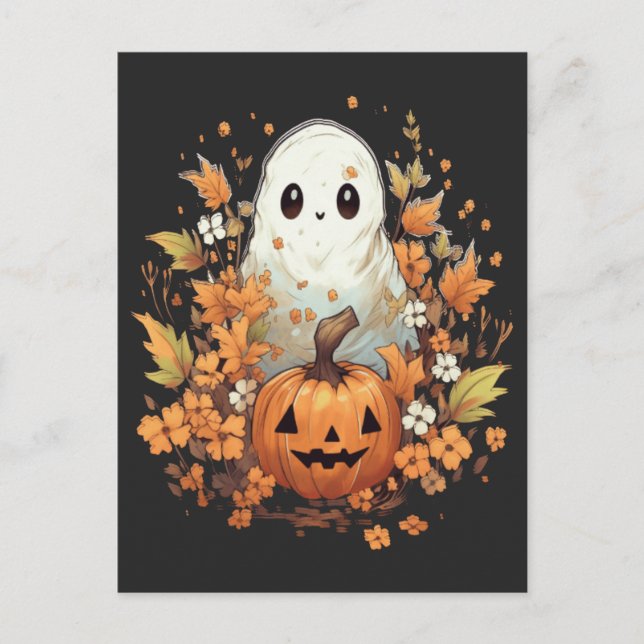 Halloween Spooky Ghost Pumpkin Postkarte (Vorderseite)