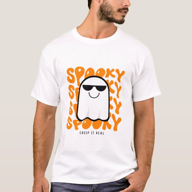 Halloween Spooky Ghost Unisex 100% Cotton T - Shir T-Shirt (Vorderseite)